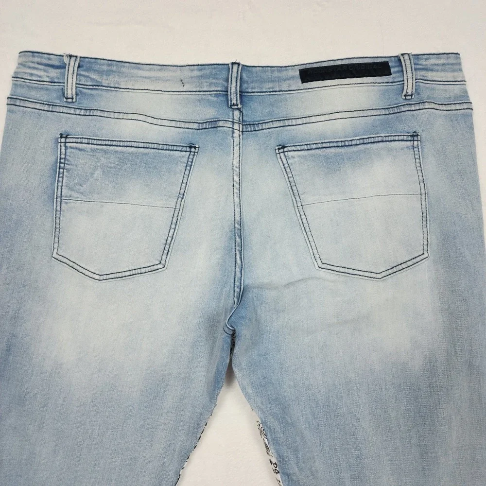 Rockstar Original Jeans Mens Size 44 Blue Distressed Stretch Denim Pants NWT